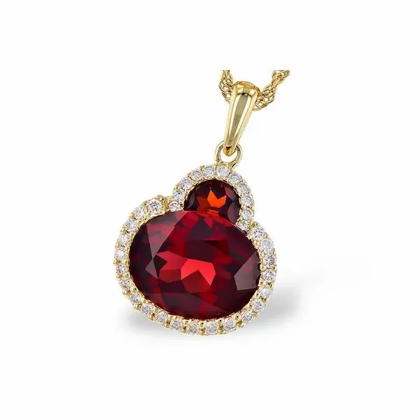 14K Yellow Gold Garnet and Diamond Necklace Elgin's Fine Jewelry Baton Rouge, LA