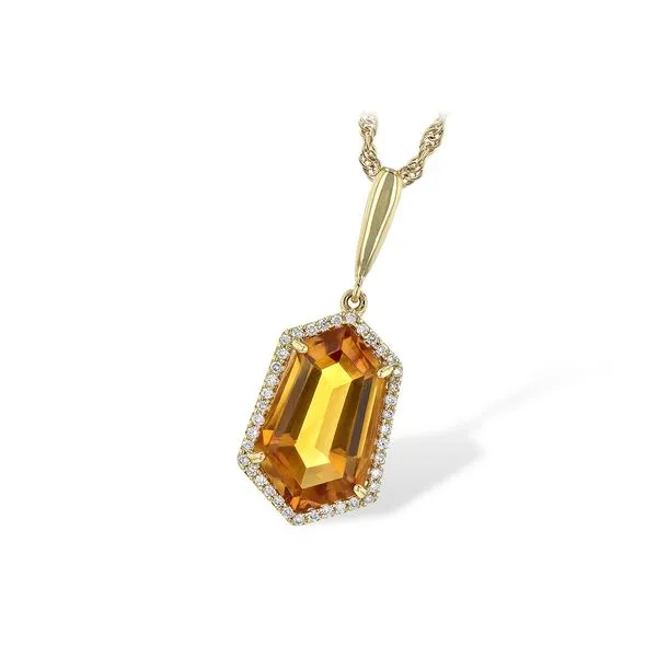 Ladies 14K Yellow Gold Citrine and Diamond Necklace Elgin's Fine Jewelry Baton Rouge, LA