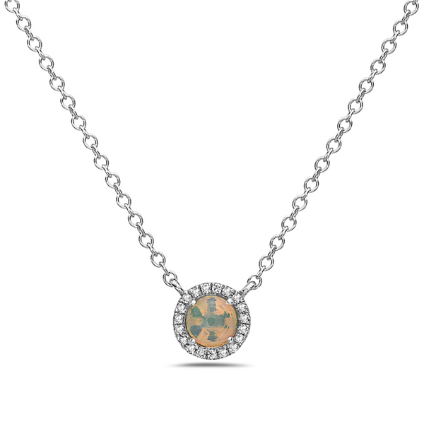 14 Karat White Gold Opal Necklace Elgin's Fine Jewelry Baton Rouge, LA