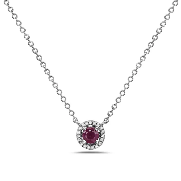 14 Karat White Gold Ruby Necklace Elgin's Fine Jewelry Baton Rouge, LA