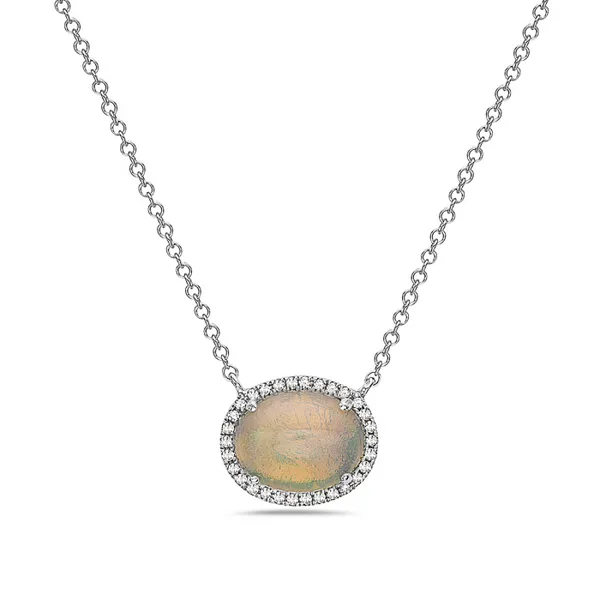 14 Karat White Gold Opal Necklace Elgin's Fine Jewelry Baton Rouge, LA