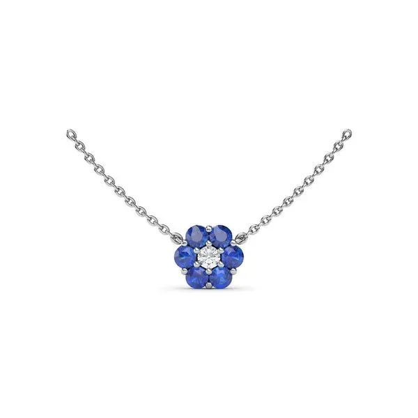 Sapphire & Diamond Flower Necklace Elgin's Fine Jewelry Baton Rouge, LA
