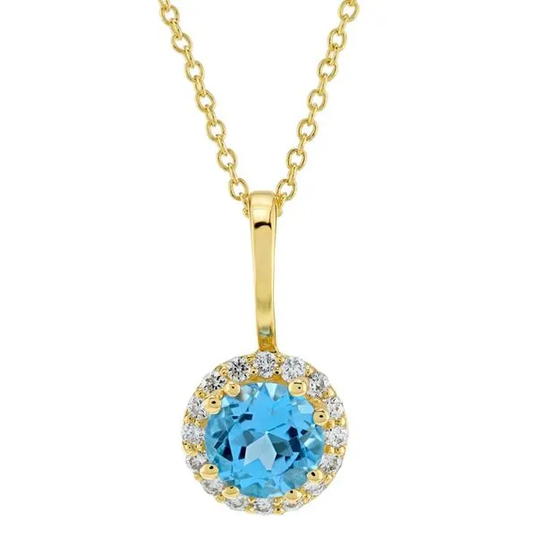 10K Yellow Gold Blue Topaz Birthstone Necklace Elgin's Fine Jewelry Baton Rouge, LA