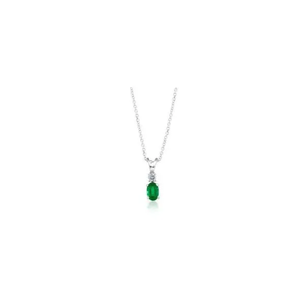 14K White Gold Emerald & Diamond Pendant Elgin's Fine Jewelry Baton Rouge, LA