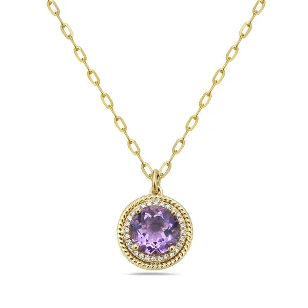 14K Yellow Gold Amethyst & Diamond Pendant Elgin's Fine Jewelry Baton Rouge, LA