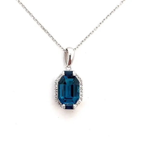 14K White Gold Blue Topaz Pendant Elgin's Fine Jewelry Baton Rouge, LA