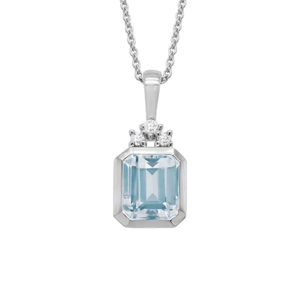 Bezel Set Aquamarine Diamond Pendant Elgin's Fine Jewelry Baton Rouge, LA