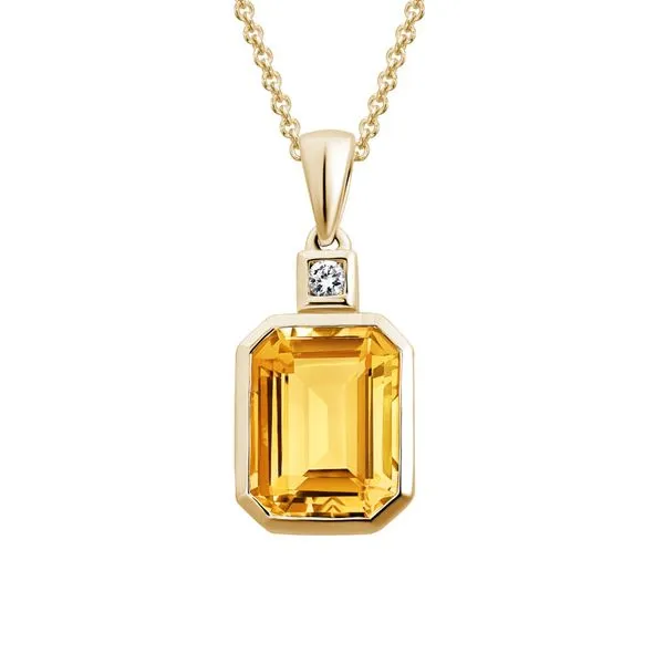 Bezel Set Citrine Diamond Pendant Elgin's Fine Jewelry Baton Rouge, LA