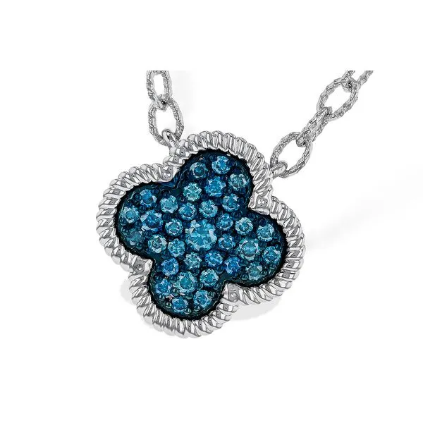 14k Blue Diamond Clover Necklace Elgin's Fine Jewelry Baton Rouge, LA