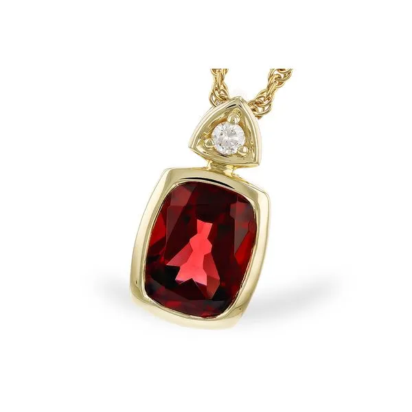 Bezel Set Garnet & Diamond Pendant Elgin's Fine Jewelry Baton Rouge, LA