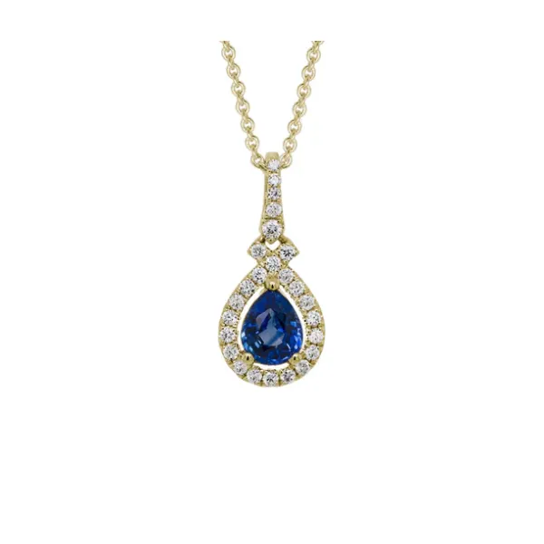Yellow Gold Blue Sapphire & Diamond Pendant Elgin's Fine Jewelry Baton Rouge, LA