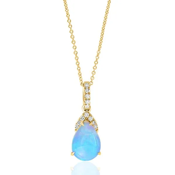14kt Yellow Gold Opal Diamond Pendant w Chain Elgin's Fine Jewelry Baton Rouge, LA