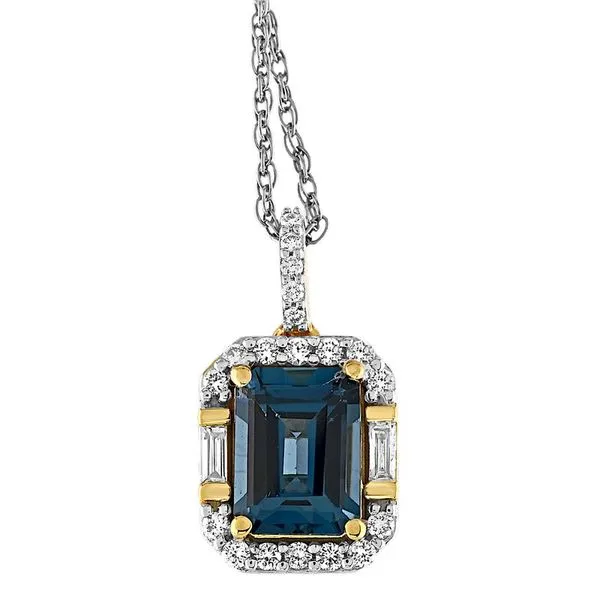 London Blue Topaz & Diamond Halo Pendant Elgin's Fine Jewelry Baton Rouge, LA