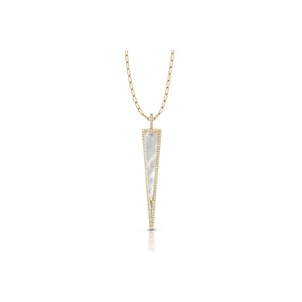 18K Yellow Gold Diamond & White Mother of Pearl Pendant Elgin's Fine Jewelry Baton Rouge, LA