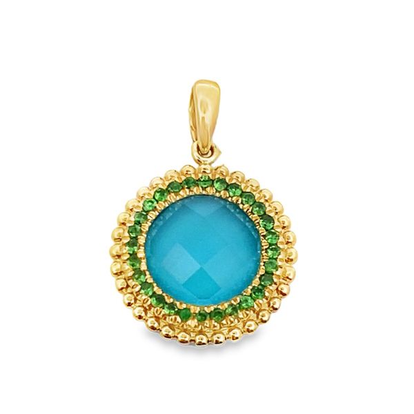 18kt Yellow Gold Tsavorite & Turquoise Pendant Elgin's Fine Jewelry Baton Rouge, LA