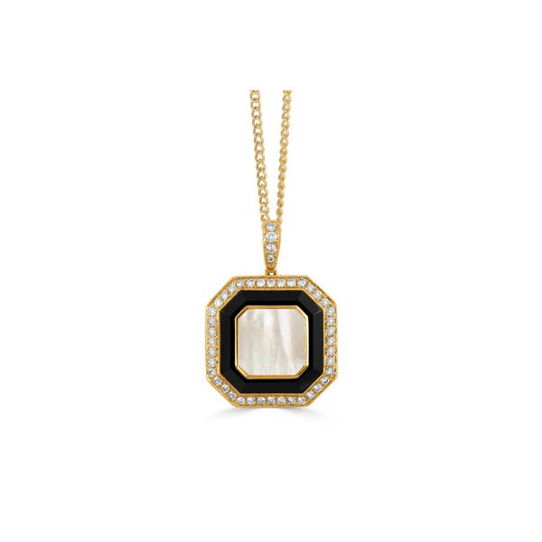 18k YG Diamond Black Onyx & White MOP Pendant Elgin's Fine Jewelry Baton Rouge, LA