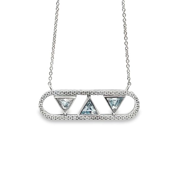 18k WG Sky Blue Topaz Diamond Necklace Elgin's Fine Jewelry Baton Rouge, LA