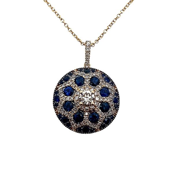 Yellow Gold Sapphire & Diamond Pendant Elgin's Fine Jewelry Baton Rouge, LA