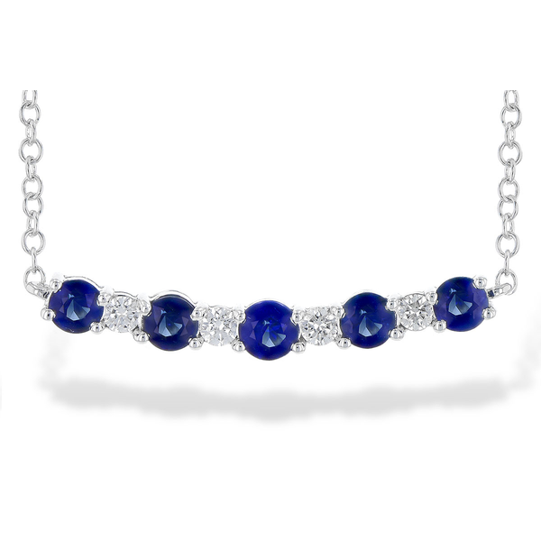 14K White Gold Sapphire and Diamond Necklace Elgin's Fine Jewelry Baton Rouge, LA