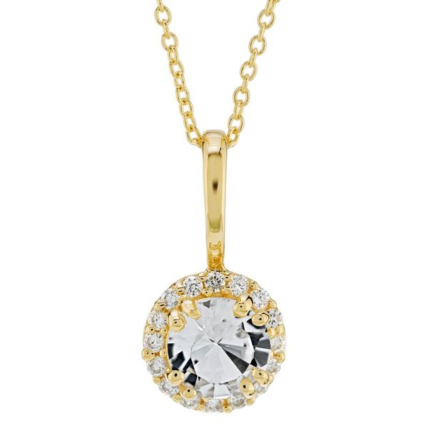 10K Gold White Topaz and Diamond Birthstone Necklace Elgin's Fine Jewelry Baton Rouge, LA