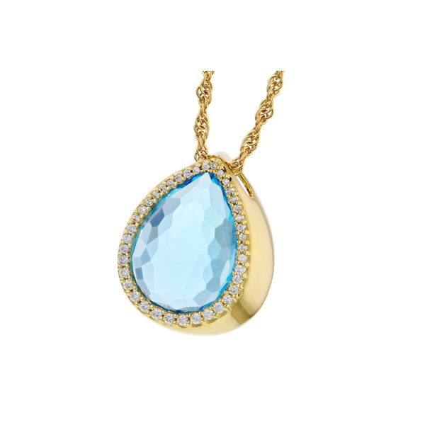 14kt Yellow Gold Blue Topaz and Diamond Pendant Elgin's Fine Jewelry Baton Rouge, LA