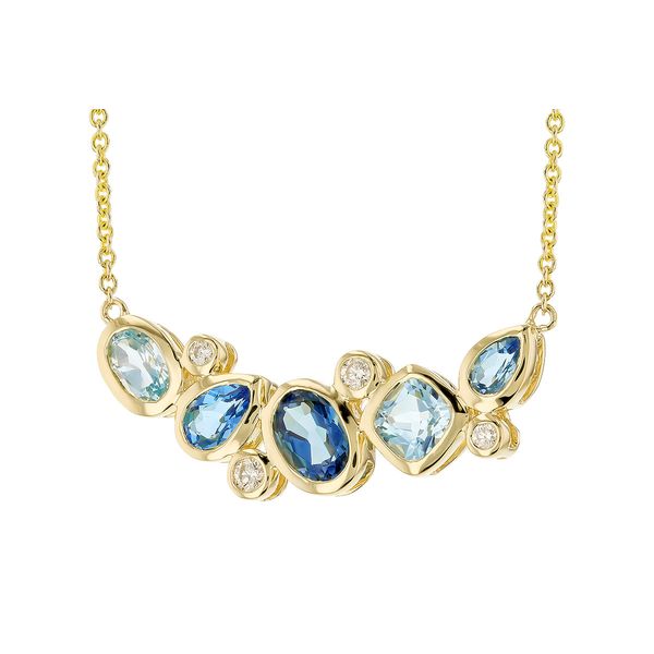 14kt Yellow Gold Blue Topaz and Diamond Necklace Image 2 Elgin's Fine Jewelry Baton Rouge, LA