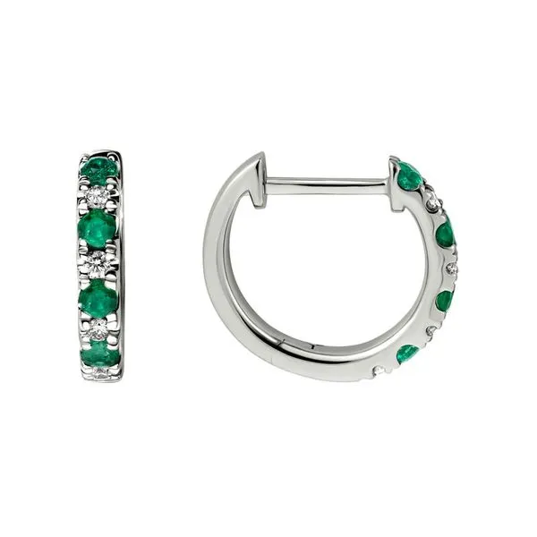 Diamond and Emerald Huggie Hoops Elgin's Fine Jewelry Baton Rouge, LA