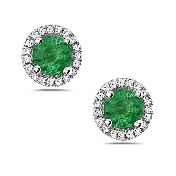 14K White Gold Emerald Studs Elgin's Fine Jewelry Baton Rouge, LA