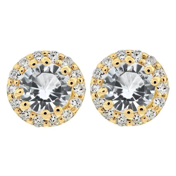 10K Yellow Gold White Topaz Birthstone Earrings Elgin's Fine Jewelry Baton Rouge, LA