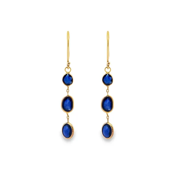 Organic Bezel Sapphire Drop Earrings Elgin's Fine Jewelry Baton Rouge, LA