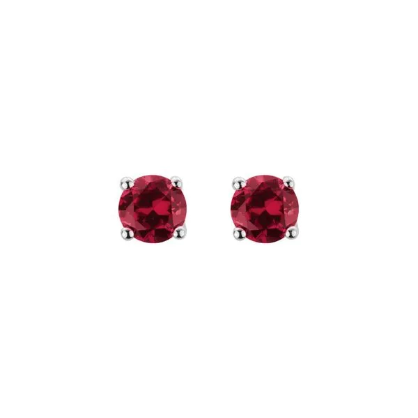 14K White Gold Lab Ruby Stud Earrings Elgin's Fine Jewelry Baton Rouge, LA