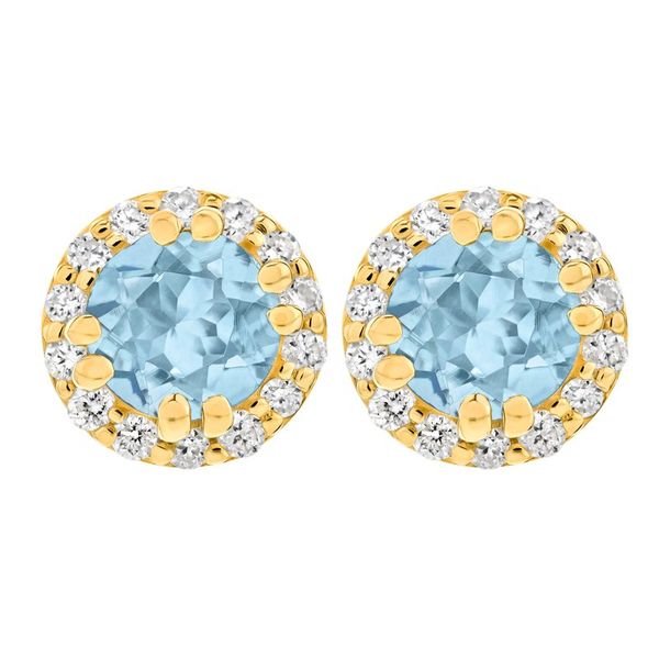 10K Yellow Gold Aquamarine Birthstone Earrings Elgin's Fine Jewelry Baton Rouge, LA
