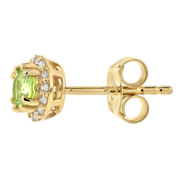 10K Yellow Gold Peridot Birthstone Earrings Image 2 Elgin's Fine Jewelry Baton Rouge, LA