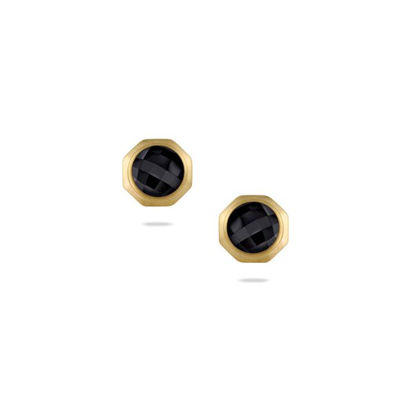 18K Yellow Gold Earring With Black Onyx In Satin Finish Elgin's Fine Jewelry Baton Rouge, LA