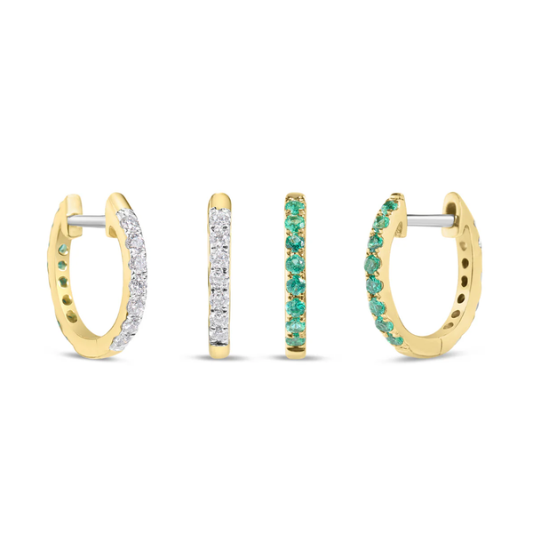Reversible Emerald & Diamond Huggie Hoops Elgin's Fine Jewelry Baton Rouge, LA