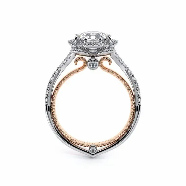 Verragio 18kt White and Rose Gold Halo Diamond Engagement Ring Image 3 Elgin's Fine Jewelry Baton Rouge, LA