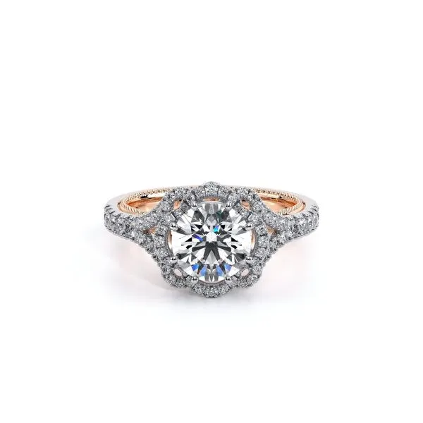 Verragio 18kt White and Rose Gold Halo Diamond Engagement Ring Elgin's Fine Jewelry Baton Rouge, LA