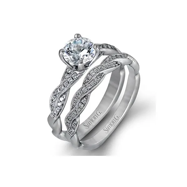 18K White Gold Twisted Style Diamond Engagement Ring Elgin's Fine Jewelry Baton Rouge, LA