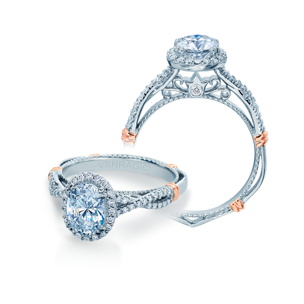 14K White and Rose Gold Verragio Parisian Engagement Ring Elgin's Fine Jewelry Baton Rouge, LA