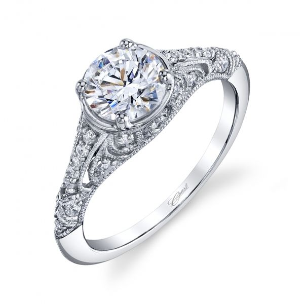 14K White Gold Antique Style Engagement Ring Elgin's Fine Jewelry Baton Rouge, LA