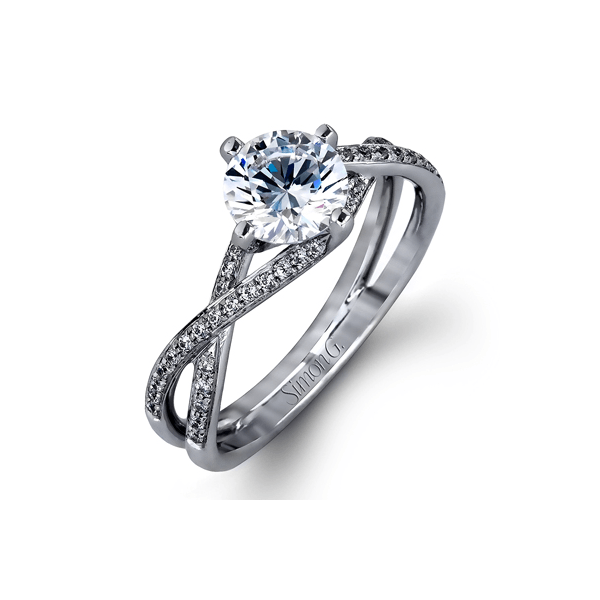 18K White Gold Simon G Diamond Engagement Ring Elgin's Fine Jewelry Baton Rouge, LA
