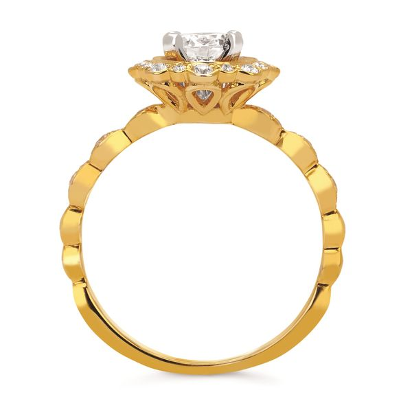 14K Yellow Gold Antique Style Halo Engagement Ring Image 2 Elgin's Fine Jewelry Baton Rouge, LA