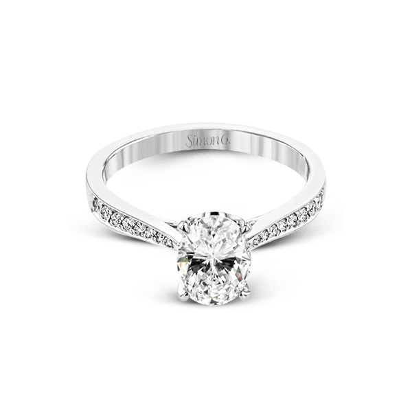 18K White Gold Single Row Diamond Engagement Ring Image 2 Elgin's Fine Jewelry Baton Rouge, LA