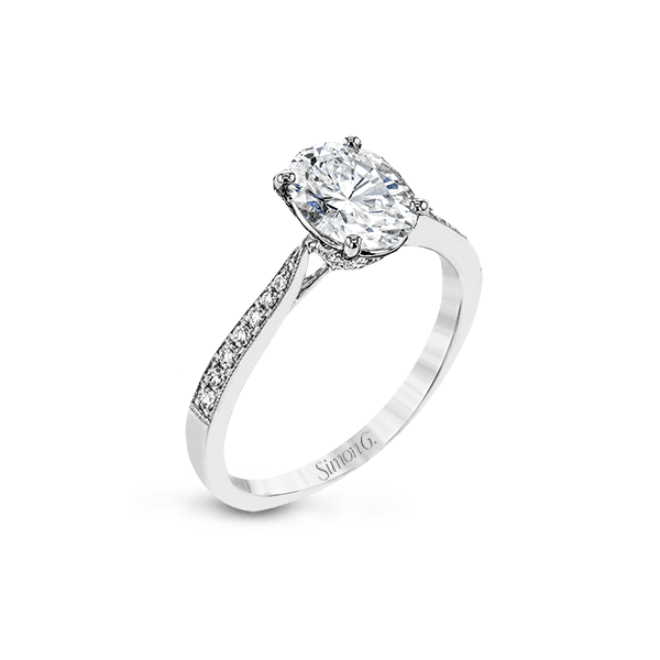 18K White Gold Single Row Diamond Engagement Ring Elgin's Fine Jewelry Baton Rouge, LA