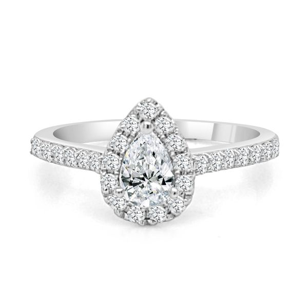 14K White Gold Diamond Halo Engagement Ring Elgin's Fine Jewelry Baton Rouge, LA