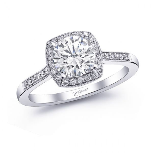 14K White Gold Pave Engagement Ring Elgin's Fine Jewelry Baton Rouge, LA