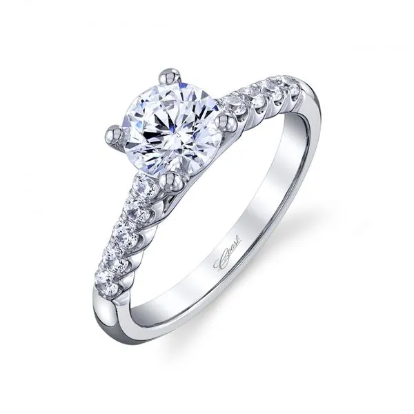 14K White Gold Diamond Scalloped Engagement Ring Elgin's Fine Jewelry Baton Rouge, LA