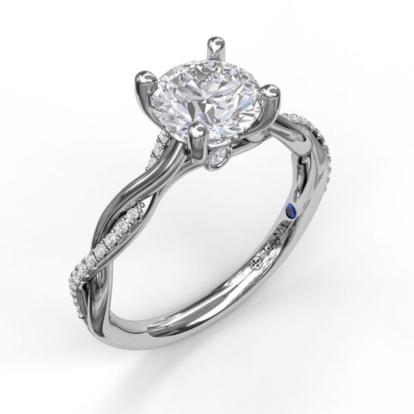 14K White Gold Twisted Diamond Engagement Ring Elgin's Fine Jewelry Baton Rouge, LA