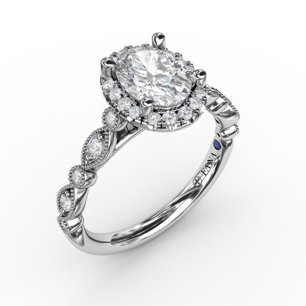14K White Gold Halo Diamond Engagement Ring Elgin's Fine Jewelry Baton Rouge, LA