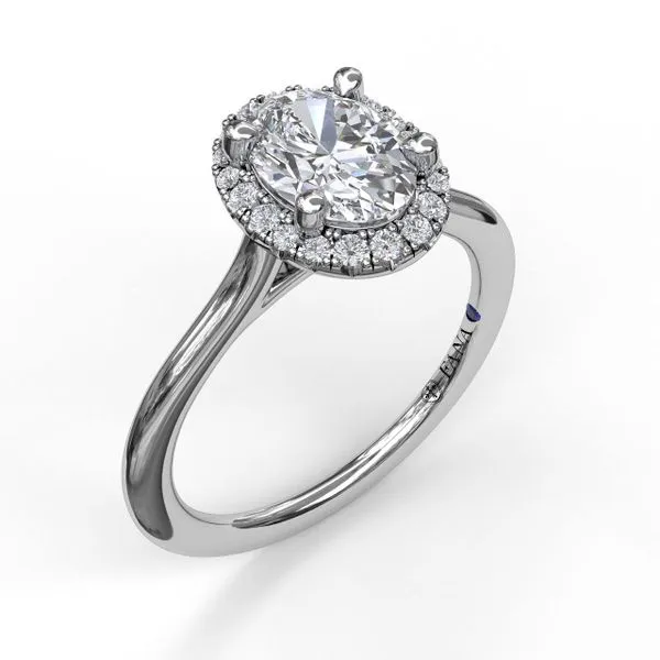 14K White Gold Halo Diamond Engagement Ring Elgin's Fine Jewelry Baton Rouge, LA